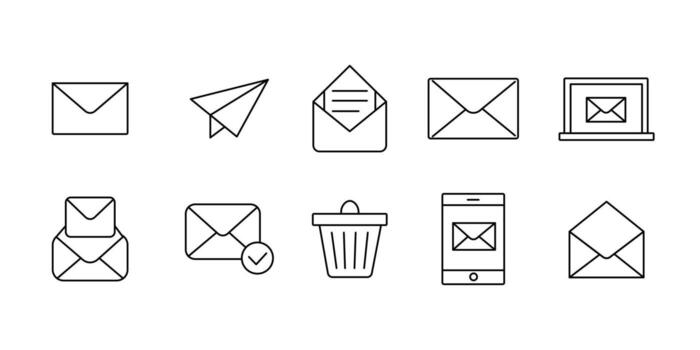 Set of email icons isolated on white background for web and application vector