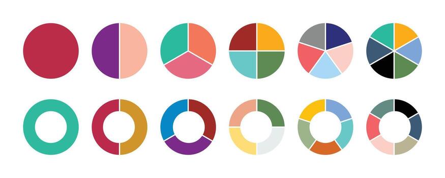 Colorful pie charts and circles vector