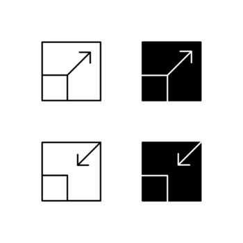 web tablero pantalla completa y salida pantalla completa íconos en mezclado línea y sólido vector