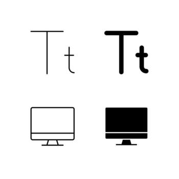 Font Size and Screen Icon Collection in Line and Solid Style vector