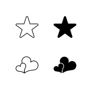 usuario interfaz estrella y corazón íconos en glifo y línea variación vector
