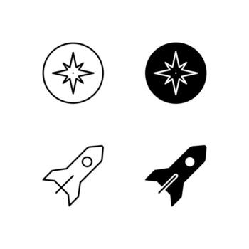 Web Dashboard Rocket and Compass Icons in Mixed Line and Solid vector