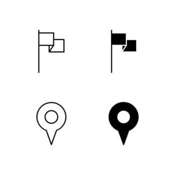 User Interface Pin and Flag Icons in Glyph and Line Variation vector