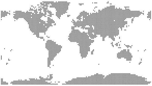 vertical cuadrado forma punteado mundo mapa es un poderoso gráfico para global negocio. rectangular vertical cuadrado forma punto mapa simboliza el alcanzar y escala de un en todo el mundo operación vector