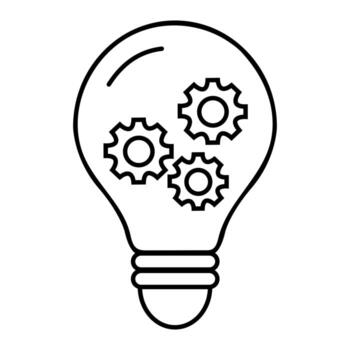 bombilla con engranajes dentro simbolizando innovación negocio estrategia y mecánico Ingenieria conceptos vector