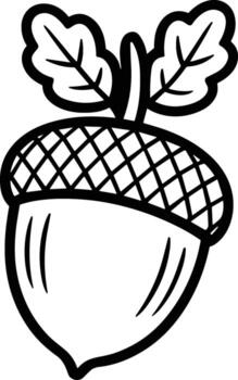 Acorn with Two Leaves Line Art - Nature-Themed Minimal for Fall and Eco Design Projects vector