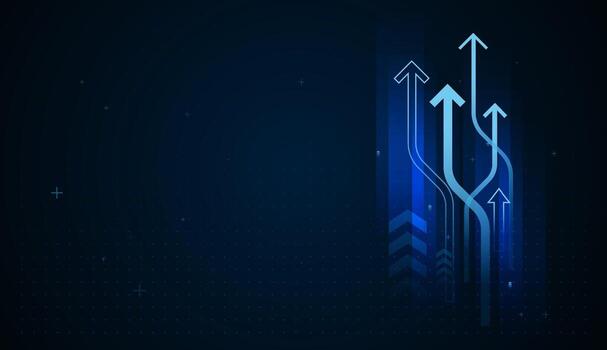 The modern Multiple glowing arrows rise upward with varying curved paths, symbolizing diverse strategies leading to success and growth business and strength finance. vector