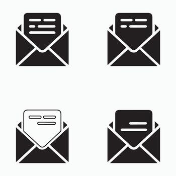 Envelope With Window Solid Icon Collection vector
