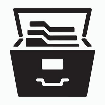 File Cabinet Open Solid Filing Storage Icon vector