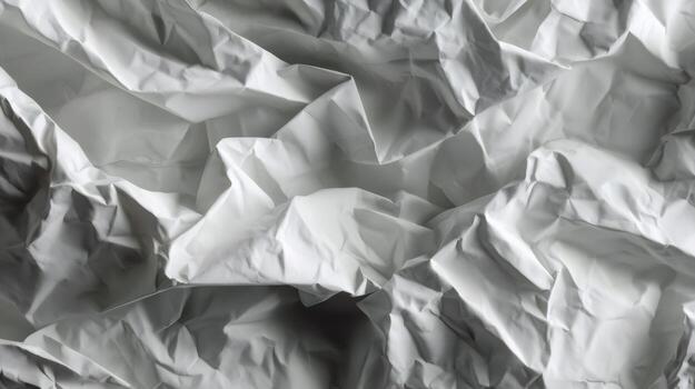 White crumpled paper texture creates an abstract background design, offering a versatile backdrop for various creative projects with its textured and uneven surface photo