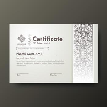 Elegant Ornamental Patterned Certificate of Achievement Template Design for Recognition vector