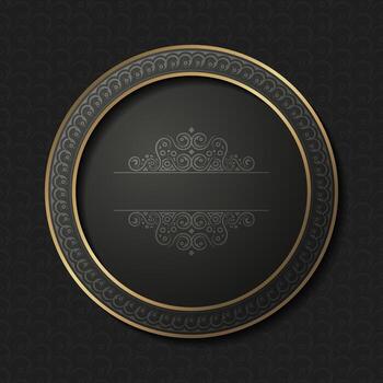 Elegant Decorative Circle Frame Border with Ornamental Pattern on Black Background vector