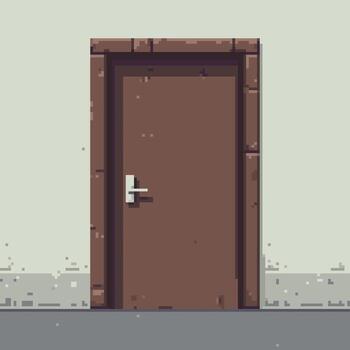 Simple pixel art door illustration. Ideal for game development, platformers, or retro style projects. Clean design for easy scaling. vector