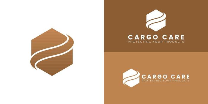 A modern logo featuring a hexagonal box wrapped in a dynamic, curved band symbolizes secure and reliable packaging solutions for the future. vector