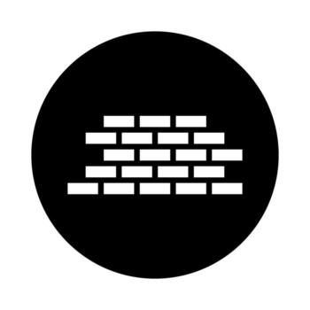 under construction icon, flat design unsafe building break down brickwall with falling bricks broken warning interface element for app ui ux web button isolated on white background vector