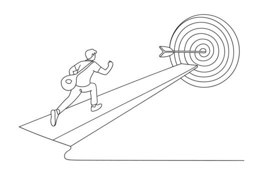 Man running towards a bullseye target with arrow art vector