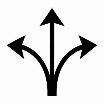 Art of three way direction arrow pointing forward, left and right vector