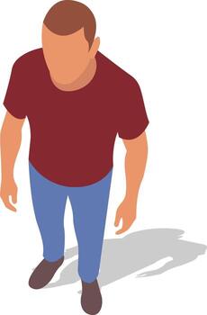 Top-down view of a person in casual attire, facing the viewer vector