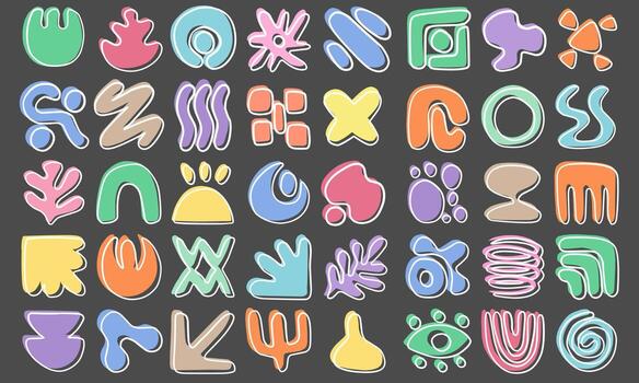 Pastel Abstract Shape Set. Soft Geometric and Organic Design Elements Collection with line art. Modern elements in trendy minimalist style for social media banners or your product. vector