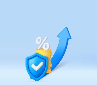3d Secure Financial Growth with Interest Rate Symbol vector