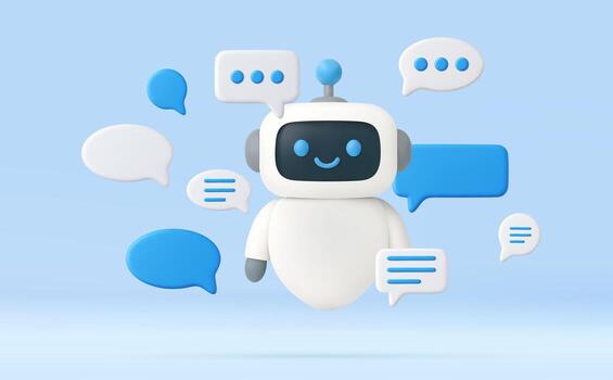 3d chatbot assistant with speech bubbles vector