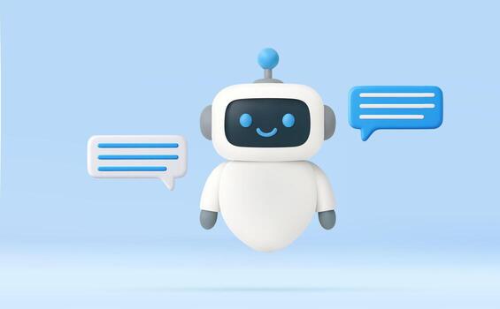 3d chatbot assistant with speech bubbles. vector