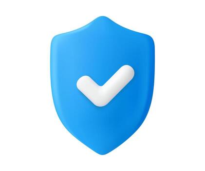 3d Security Shield with Check Mark vector