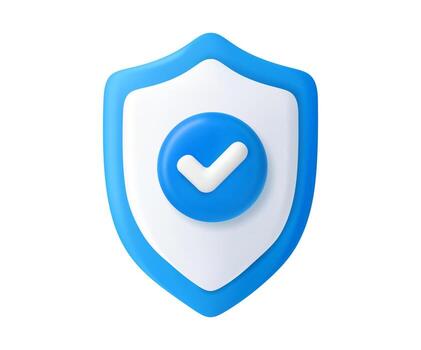 3d Shield Icon with Check Mark vector