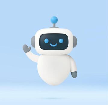 3d Happy robot. 3d ai character, chat bot. vector
