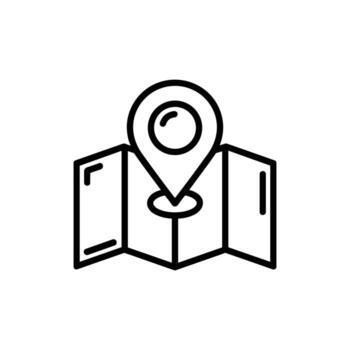 Location Pin Icon on an Open Folded Map in Outline Style marker navigation vector