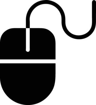 sencillo computadora ratón icono con cable en blanco antecedentes vector