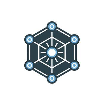 Abstract Hexagon Structure Depicting a Network Communication with Light Blue Connected Dots vector