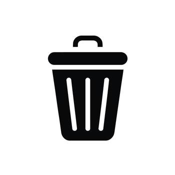 Simple Black and White Trash Can Icon Design for Digital Interfaces and Graphic Projects vector
