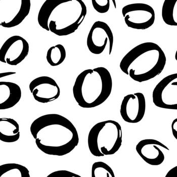 sin costura modelo con negro mano dibujado cepillo Escribiendo círculos forma en antecedentes. resumen grunge textura. multa ilustración vector