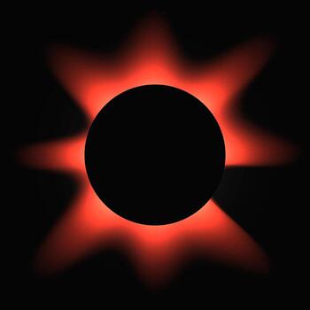 Circle illuminate frame with gradient. Red round neon banner isolated on black background. Fine illustration vector