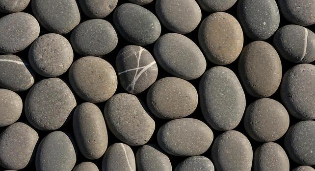 A Close-Up View Of Smooth, Rounded Grey Stones Arranged In A Natural Pattern. Perfect For Backgrounds, Textures, Or Design Elements. photo