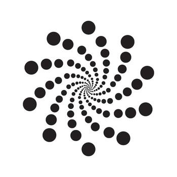 Optical illusion with black squares in a spiral pattern on a white background. The design creates a hypnotic effect vector