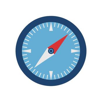 Flat Compass Icon Navigation Tool for Travel, Direction, Exploration, Adventure, Map Design, Location and Outdoor Concepts vector