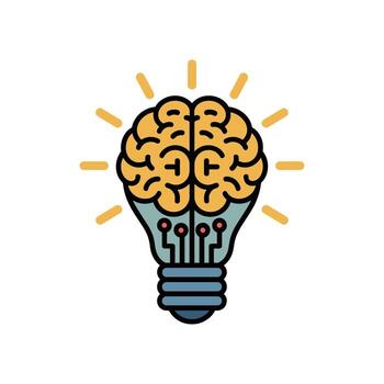 creativo cerebro ligero bulbo icono representando inteligencia, innovación, artificial inteligencia, tecnología, inteligente pensamiento, problema resolviendo, digital ideas, y futuro conceptos vector