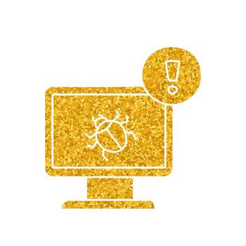 Computer bug drawing in gold color style vector