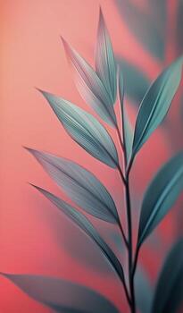 Delicate Leaves Illuminated by Soft Sunlight With a Dreamy Color Palette in a Tranquil Setting. photo