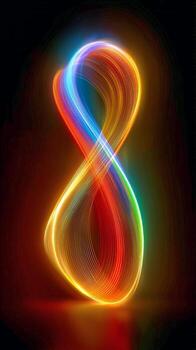 vistoso ligero caminos formar un infinito forma en un oscuro ajuste a noche foto