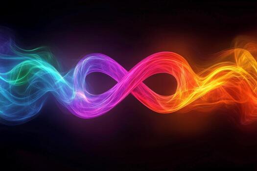 Vibrant Swirls of Color Create Dynamic Waves in a Neon Light Display. photo