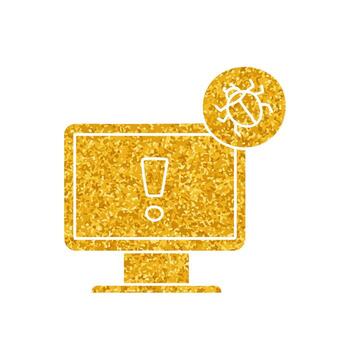 Computer bug drawing in golden color vector