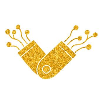 Robot drawing in gold color style vector