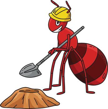 Ant Animal Digging Cartoon Colored Clipart vector