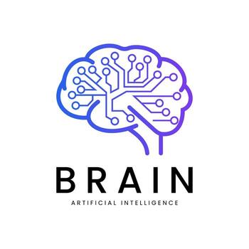 AI Neural Circuit Logo with Gradient Tech Outline Ideal for AI vector