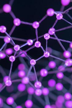 Purple string lights forming geometric shapes creating a futuristic network concept photo