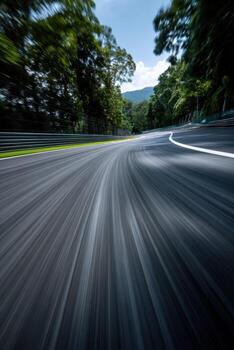 A blurry image of a racing track with motion blur photo