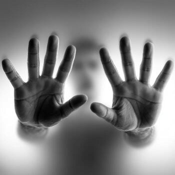 Two hands are shown in front of a white background photo